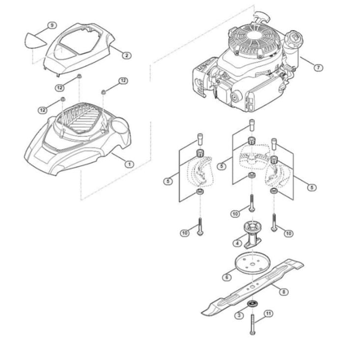 Engine, Blade Assembly for Stihl RM 4.0 RTP Mulching Mowers | L&S Engineers