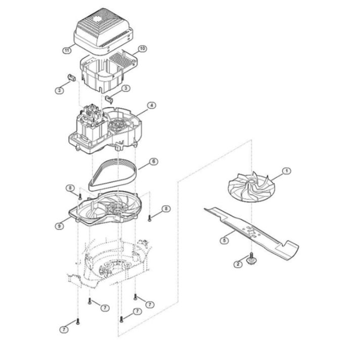 Engine, Blade Assembly for Stihl RME 443.0 Electric Mowers | L&S Engineers