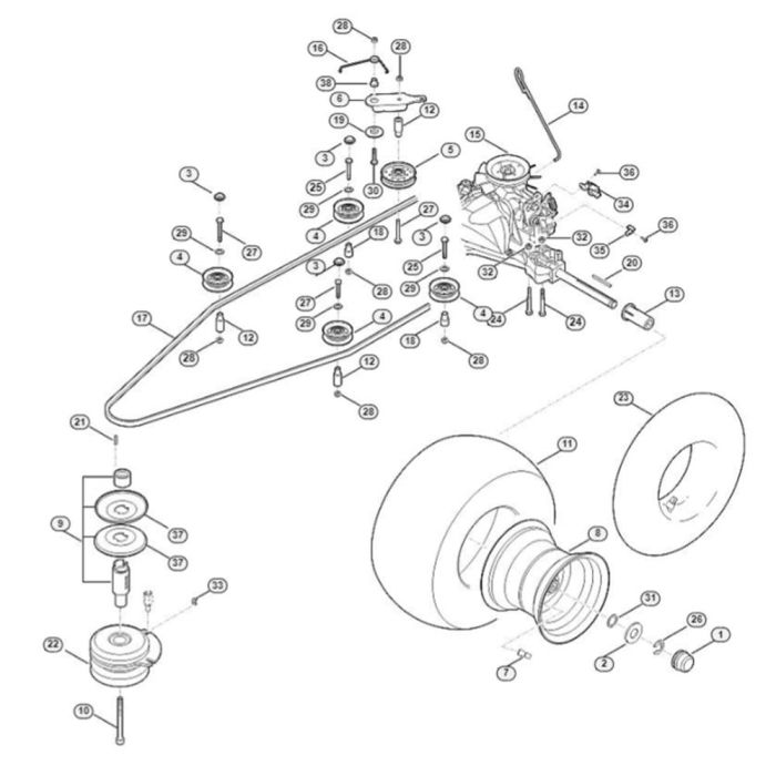 Gearbox, Rear Wheel, Blade Clutch Assembly for Stihl RT 4097.0 SX Ride ...