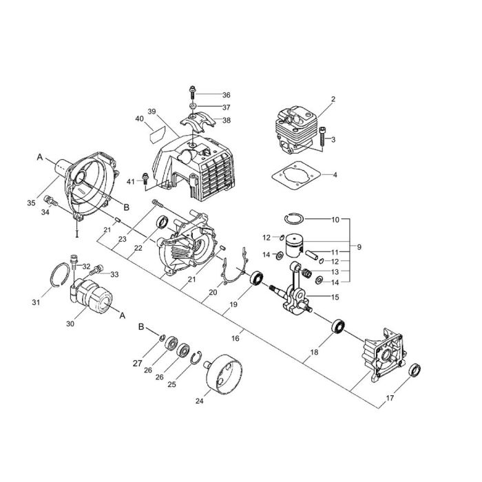 Cylinder, Crankcase, Piston for ECHO SRM-410ES/U Brushcutter | L&S ...