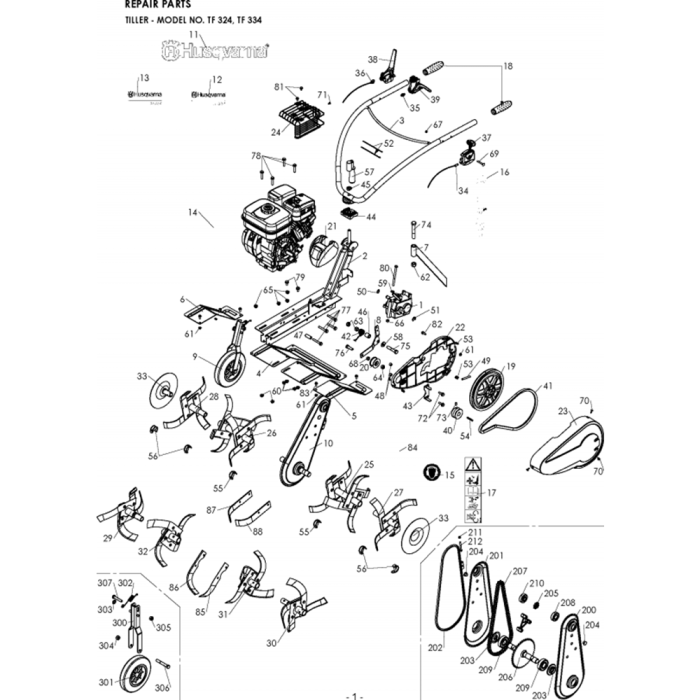 Product Complete Assembly for Husqvarna TF 334 Cultivator/Tiller | L&S ...