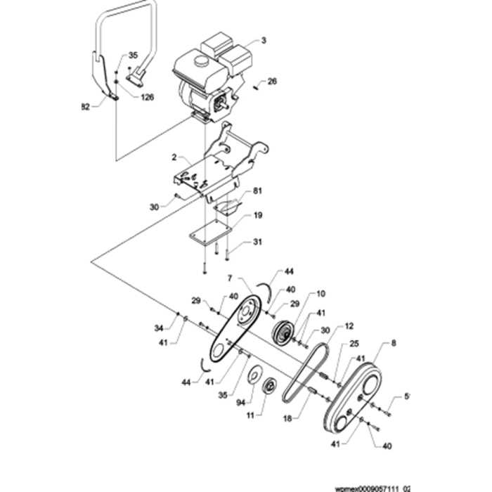 Drive Assembly for Wacker VP1135A 5000009057 (Honda) Rev.113 Forward ...