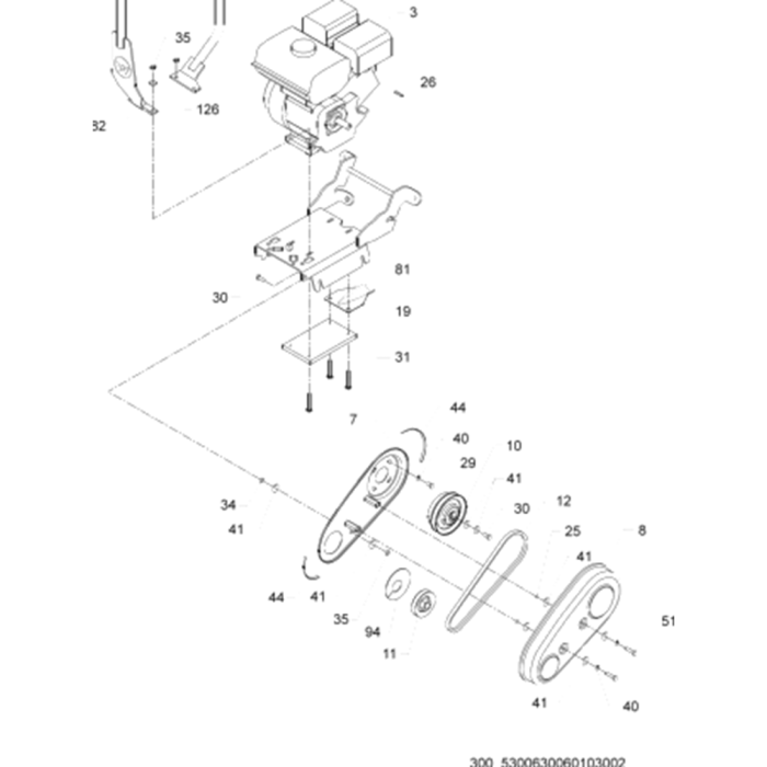 Drive Assembly for Wacker VP1135A 5000630059 (Honda) Rev.104 Forward ...