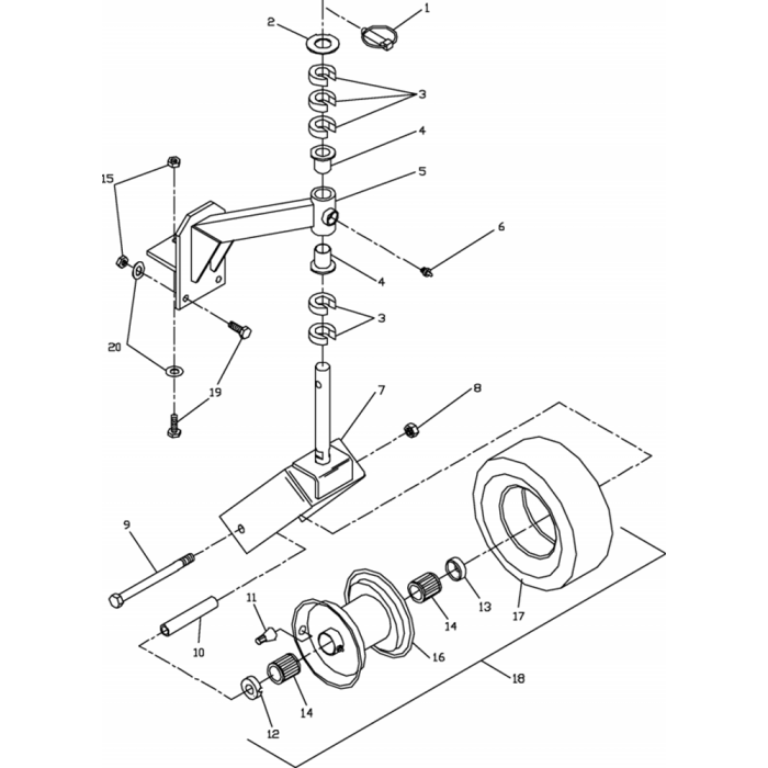 Caster Assembly for Husqvarna WG4815E Commercial Lawn Mower | L&S Engineers