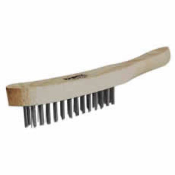 3 Row Wire Brush with 35mm Steel Bristles & Wooden Handle - Each - 0-314-00