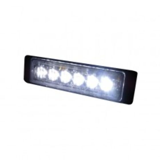 White High Intensity 6 LED Slimline Warning Light - 12/24V - Each - 0-441-07