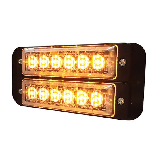 Amber High Intensity 2 x 6 LED Slimline Warning Light - 12/24V - Each - 0-441-10