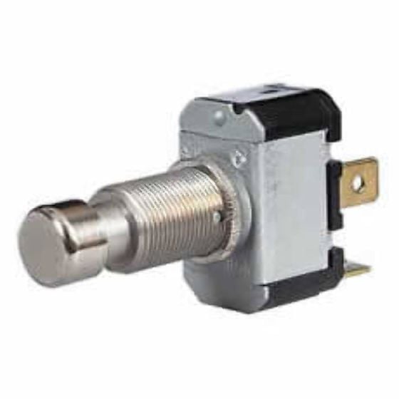 Push On/Push Off Switch with Metal Button - 6A at 12V - Each - 0-485-90