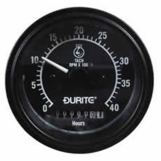 12/24V Alternator Pick-up Tachometer with Hour Meter - 0-4000RPM - Each - 0-523-78