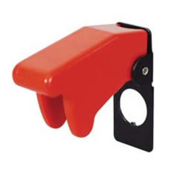 Red Plastic Switch Safety Guard fits most 13mm toggle switches -  Each - 0-603-03