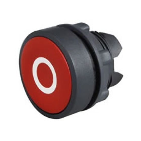 Red Flush Push Button, Spring Return White Circle on Red Face - Each - 0-657-30