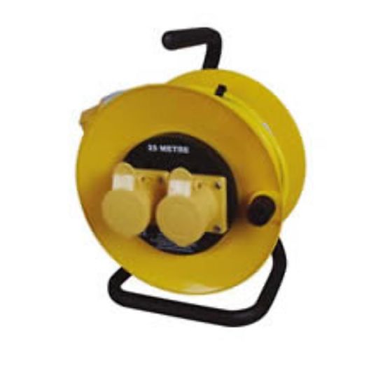 16A 110V Yellow Mains Extension Reel - 25m - Each - 0-698-25