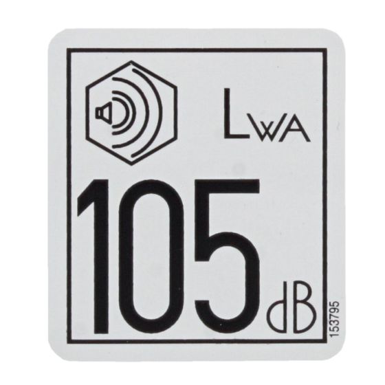 Decal - Sound 105 dB for Wacker WP1550A, VP1Q30A Plate Compactor - 0153795