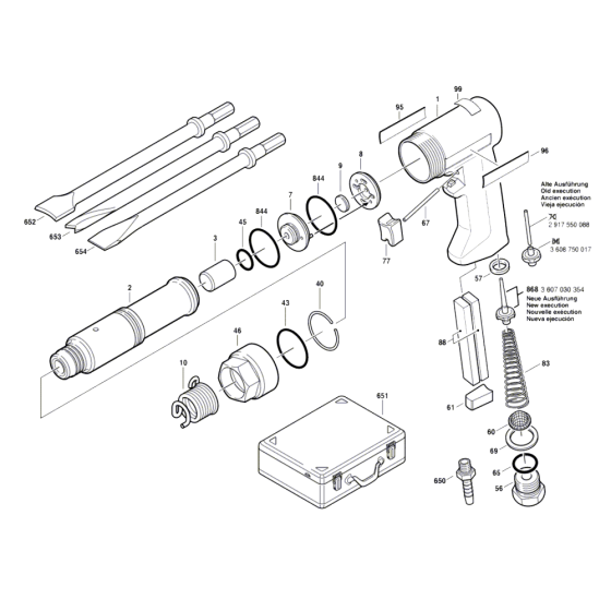 Pneumatic Chisel Hammer Assembly for Bosch 0 607 560 500