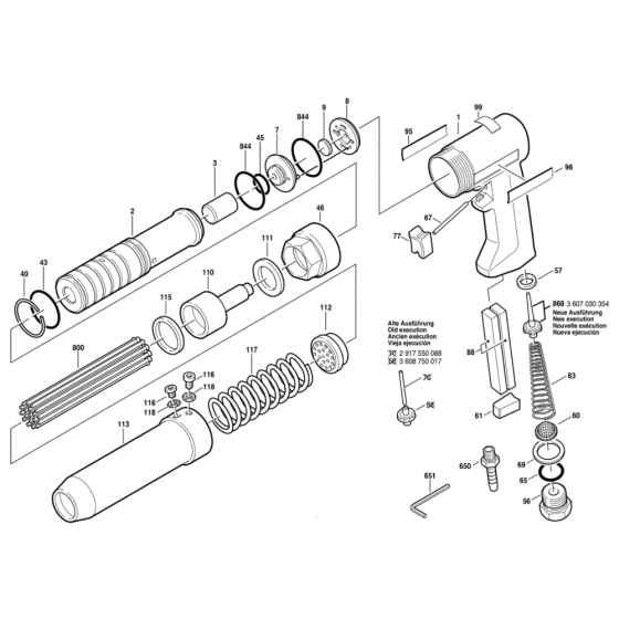 Pneumatic Needle Descaler Assembly for Bosch 0 607 560 502