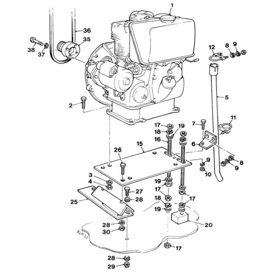 Lister Petter AC1 (electric start)  Assembly for Winget 100T Cement Mixers