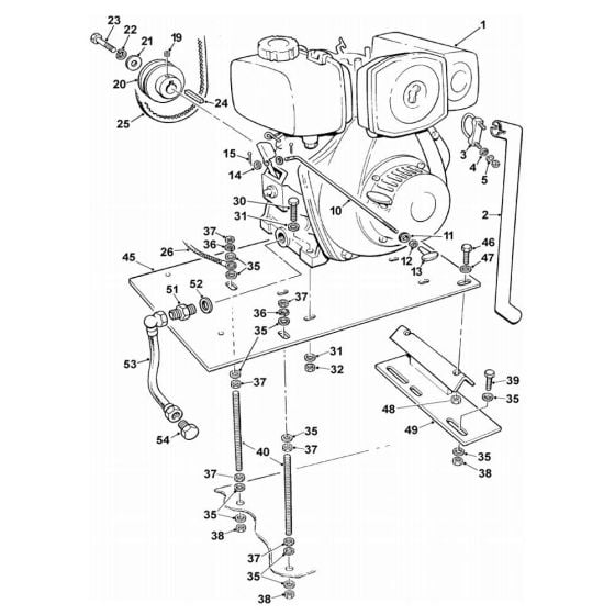 Engine & mounts Yanmar L40/L48ARE-SE/L48N5SJ1 (electric start) Assembly for Winget 100T Cement Mixers