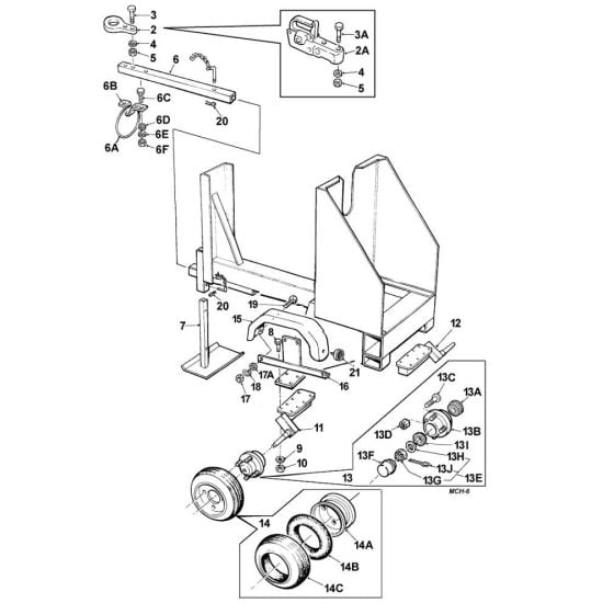 Two Wheel Mainframe & Towbar Assembly for Winget 100T Cement Mixers