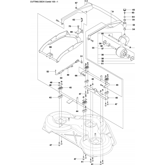 103cm Cutting Deck Assembly-1 for Husqvarna Cutting Deck Combi 103, R300-Series Riders