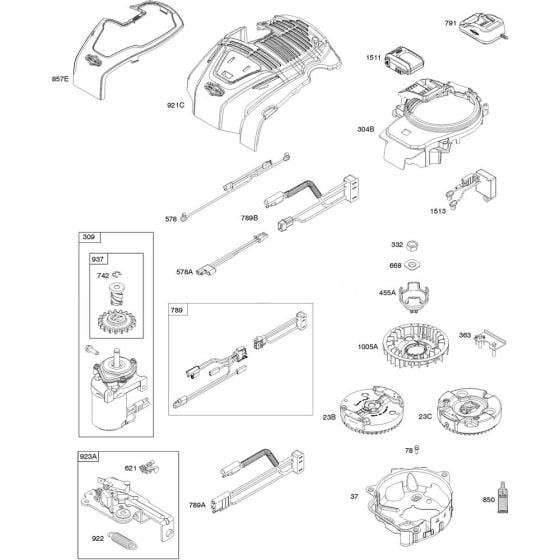 Blower Housing and Electrical System Assembly for Briggs and Stratton Model No. 104M05-0082-F1 Vertical Shaft Engine