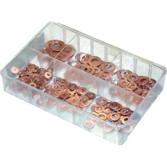 Metric Copper Washers, Sizes: 3/16"x7/16" - 1/2"x1" (225 pieces)