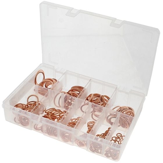 Assorted Box Copper Compression Washers, Sizes: 6x10-26x31 - Pack of 250