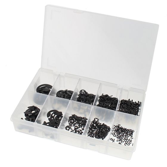 Assorted Box Metric E Clips Sizes: 1.5-15mm (620 pieces)