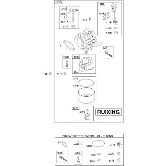 Carburettor Assembly 2 for Briggs and Stratton Model No. 21R707-0090-G1 Vertical Shaft Engine