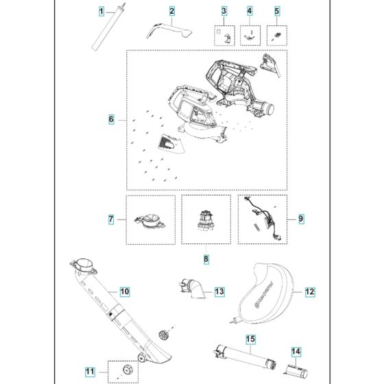 Complete Assembly for Husqvarna 120iBV Battery Blower