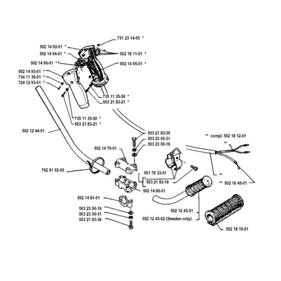 Hanlde & Controls  for Husqvarna 120 L  Trimmer/ Edgers