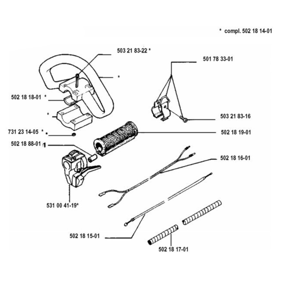 Handle & Controls-1  for Husqvarna 120 L  Trimmer/ Edgers