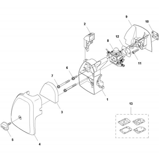 Carburetor & Air Filter for Husqvarna 122 C Trimmer/ Edgers