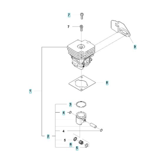 Cylinder Assembly for Husqvarna 122R Brushcutter