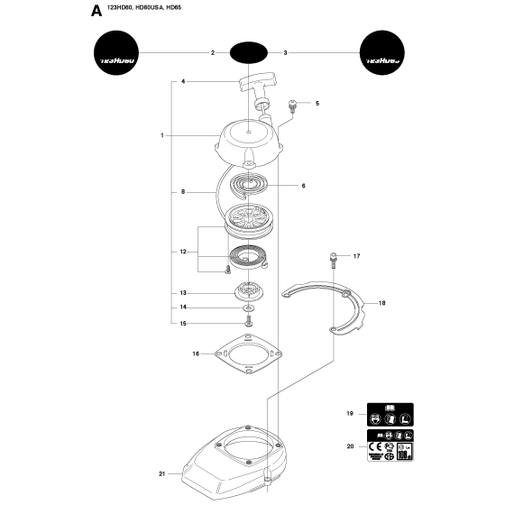 Starter Assembly for Husqvarna 123 HD60 Hedge Trimmers