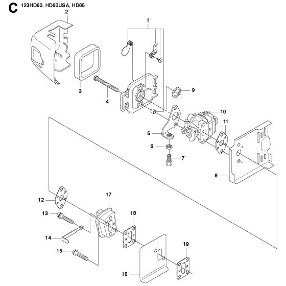 Housing Assembly for Husqvarna 123 HD65X Hedge Trimmers