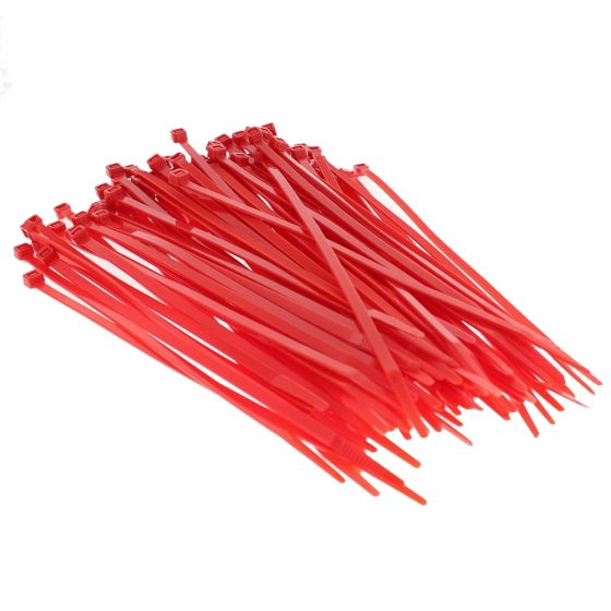 Red High Grade Cable Ties 4.8mm x 200mm, 100 Pack