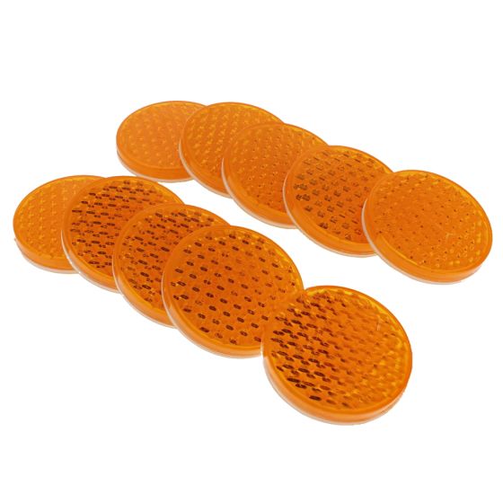 Amber 55mm Round Self-Adhesive Reflector (Pack of 10) - 0-665-80