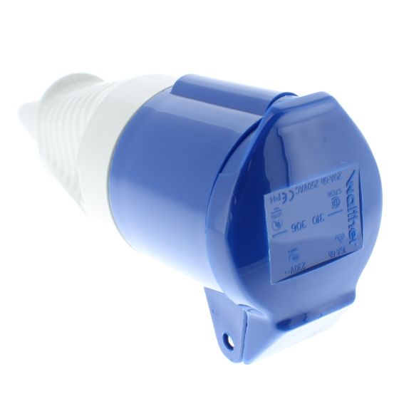 16A Plug & Socket 230V Blue Trailing Socket for outdoor use - 0-684-19