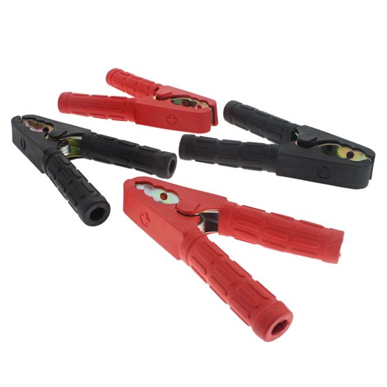 100A Red/Black Crocodile Clips 183mm Long Plated Steel - 100A - Two Pairs - 0-153-00