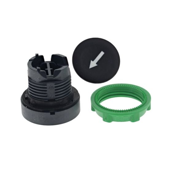 Black Flush Push Button Spring Return White Arrow on Black Face - 0-657-32