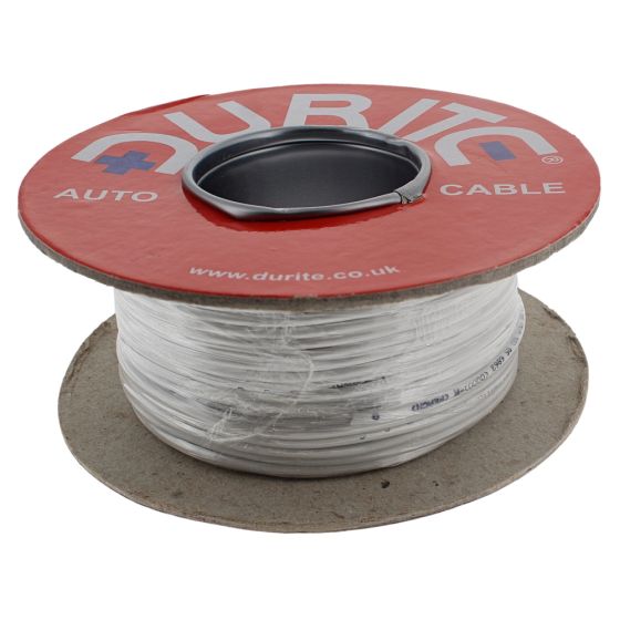 White Single-Core PVC Auto Cable - 0.65mm x 50m - 0-941-07