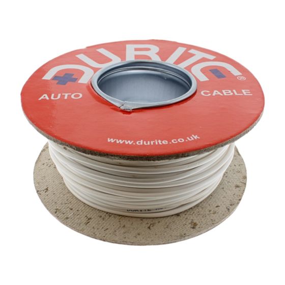 White Single-Core PVC Auto Cable - 1mm x 50m - 0-942-07