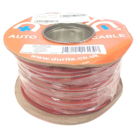 Red Single-Core Thin-Wall PVC Auto Cable - 1.5mm x 100m - 0-930-05