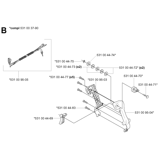 Handle & Controls Assembly For Husqvarna 125BT Leaf Blowers