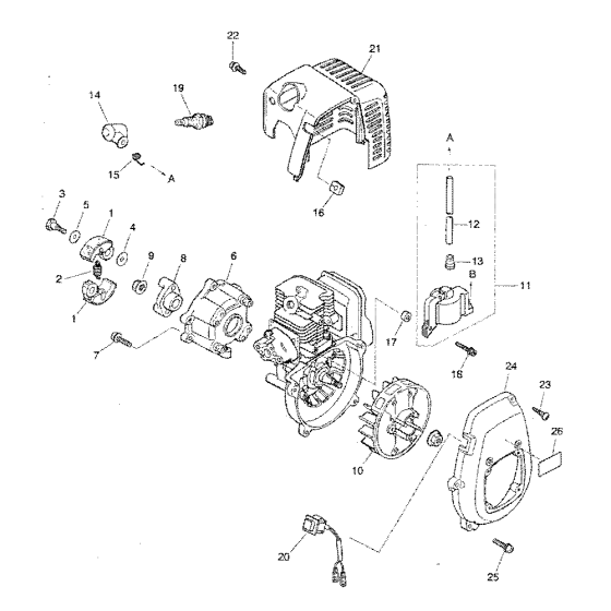 Crankcase for Husqvarna 125RD Brushcutters