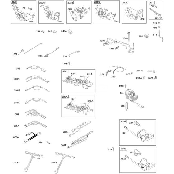 Control Assembly for Briggs and Stratton Model No. 128M02-0133-F1 Vertical Shaft Engine