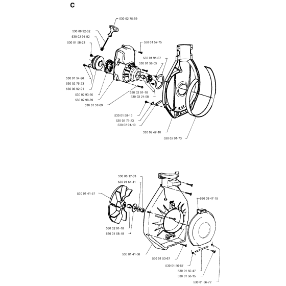 Fan Assembly For Husqvarna 132HBV Leaf Blowers