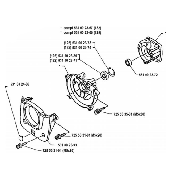 Crankcase for Husqvarna 132 L Trimmer/ Edgers