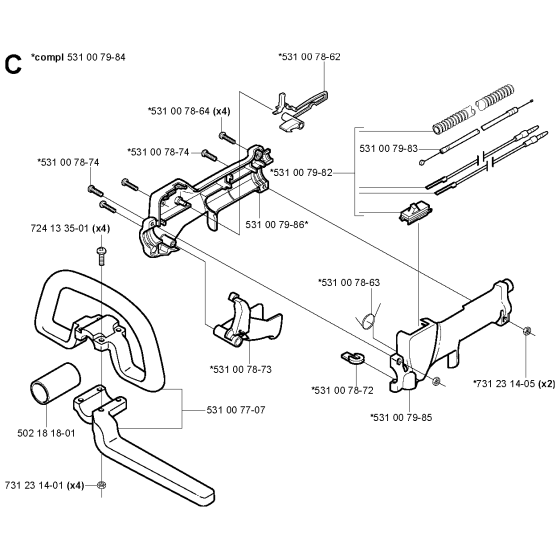 Handle & Controls for Husqvarna 132RJ Brushcutters