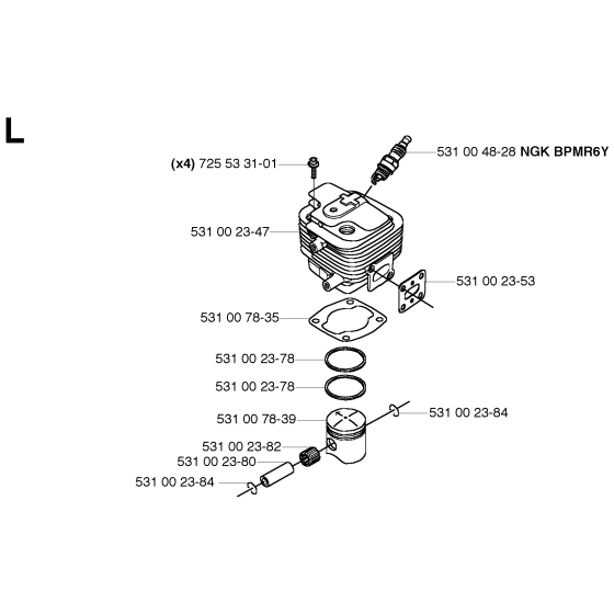 Cylinder Piston for Husqvarna 133R Brushcutters